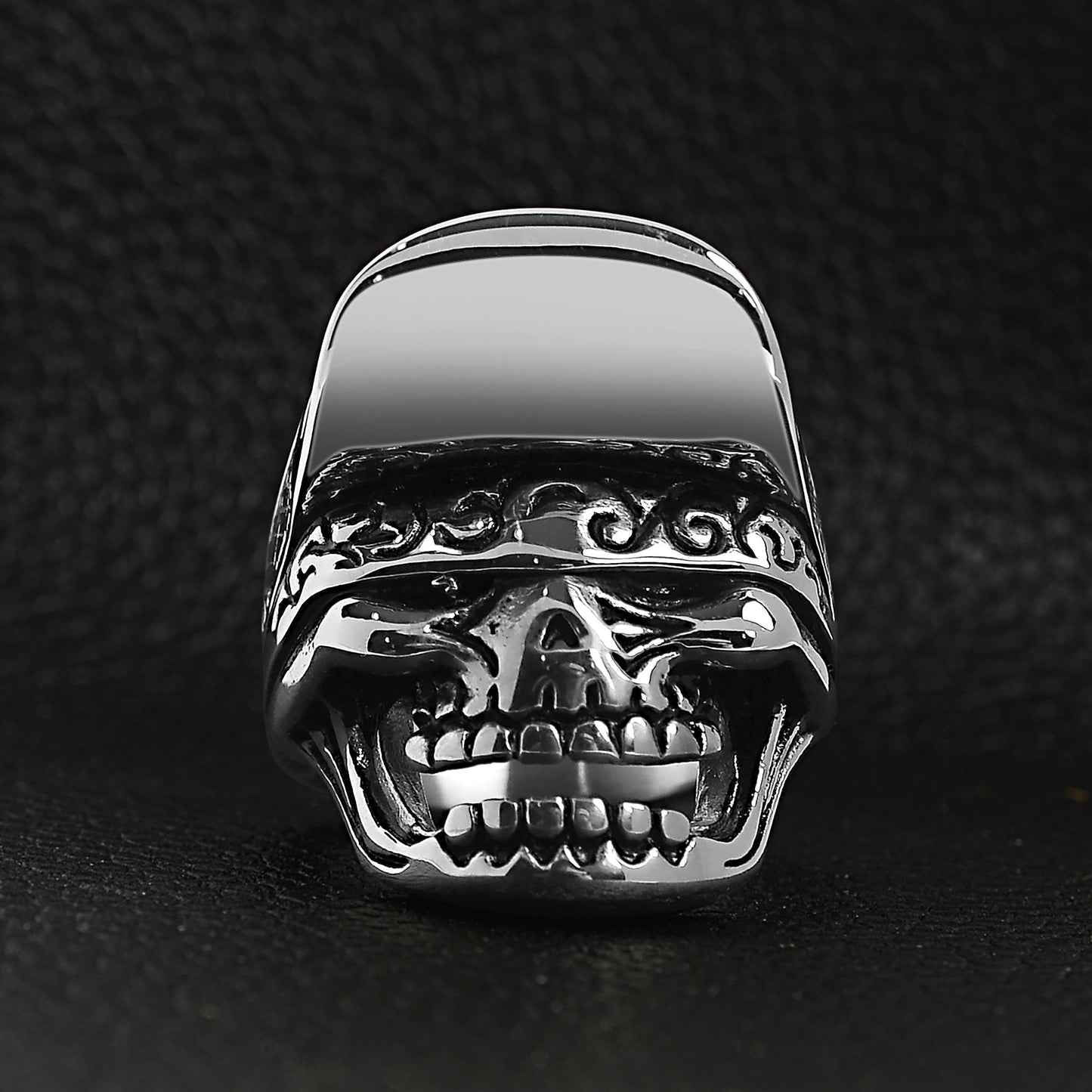 Stainless Steel Trucker Hat Skull Ring