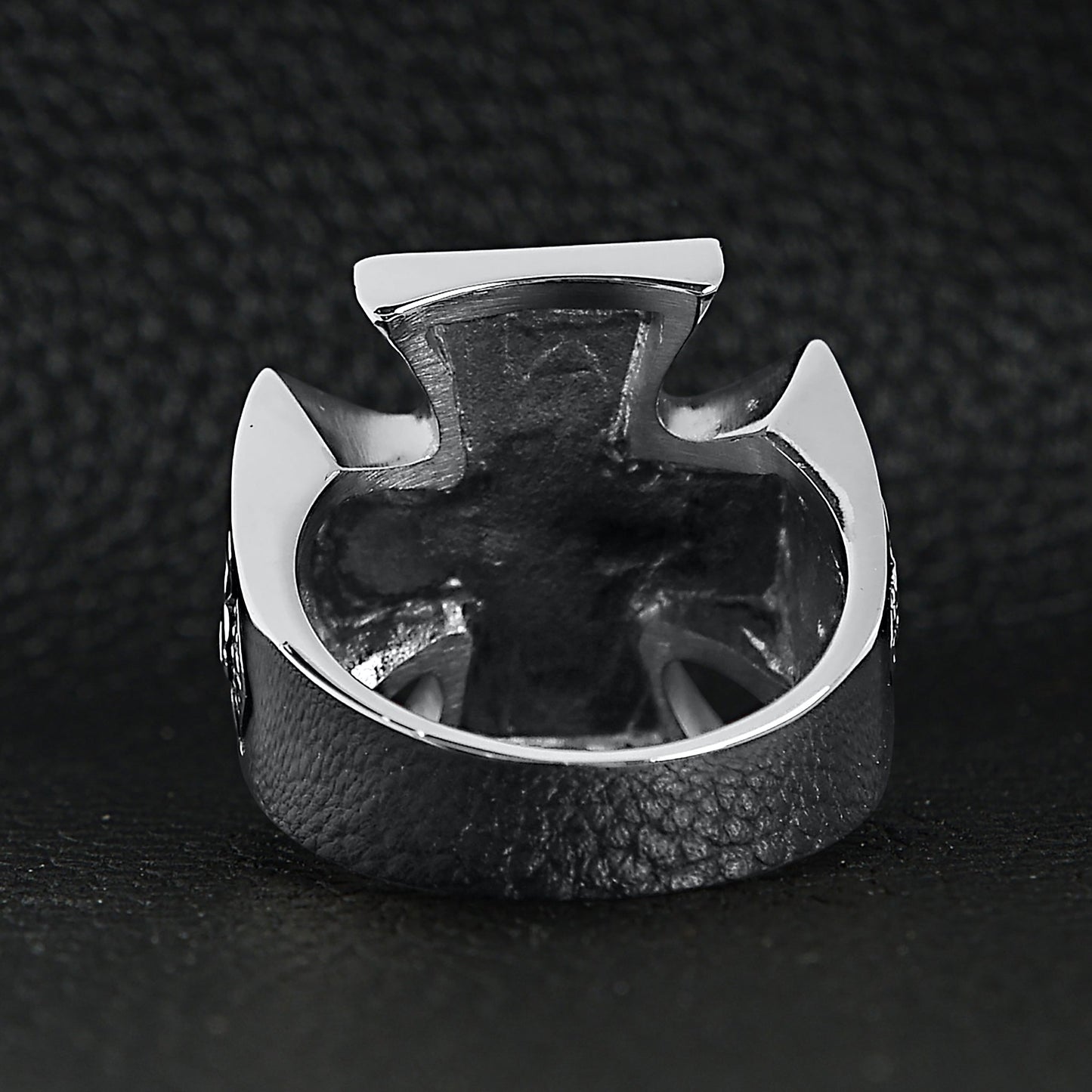 Stainless Steel "13" Skull Maltese Cross Signet Ring