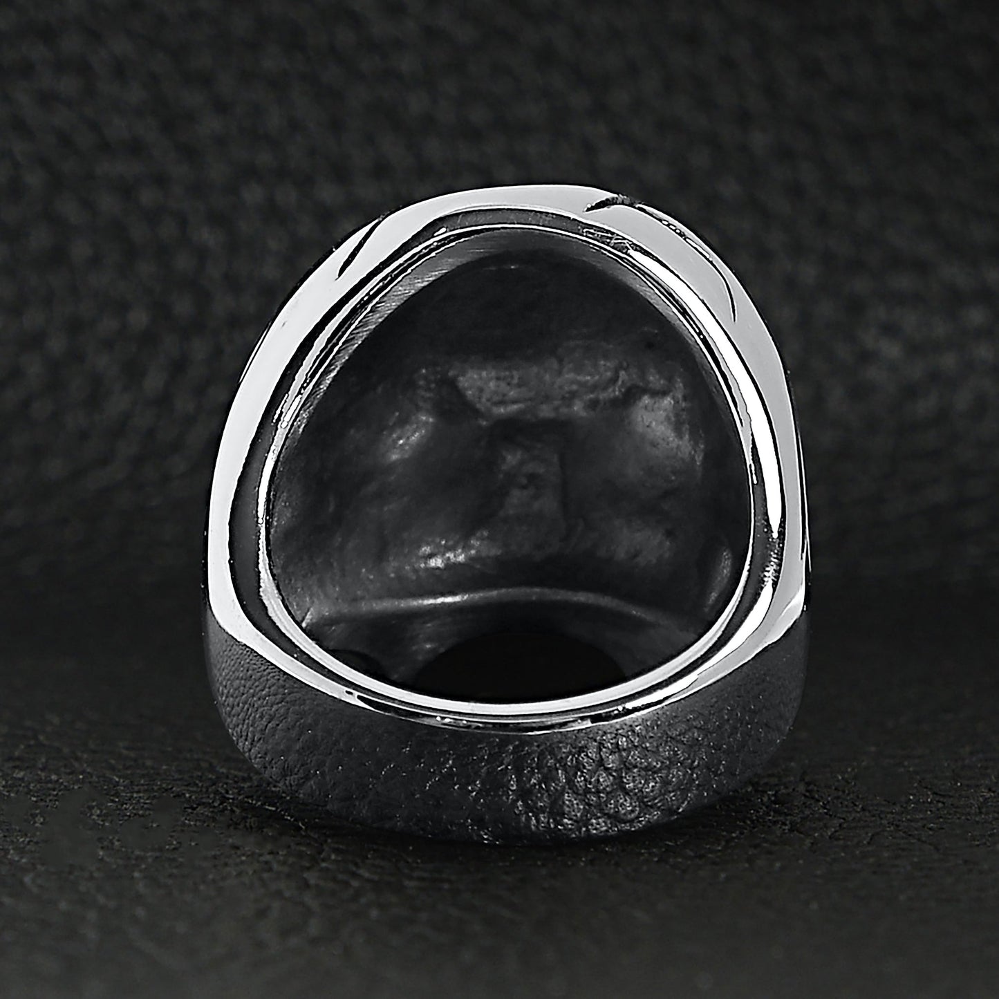 Stainless Steel Blue CZ Eyed Cracked Skull Ring