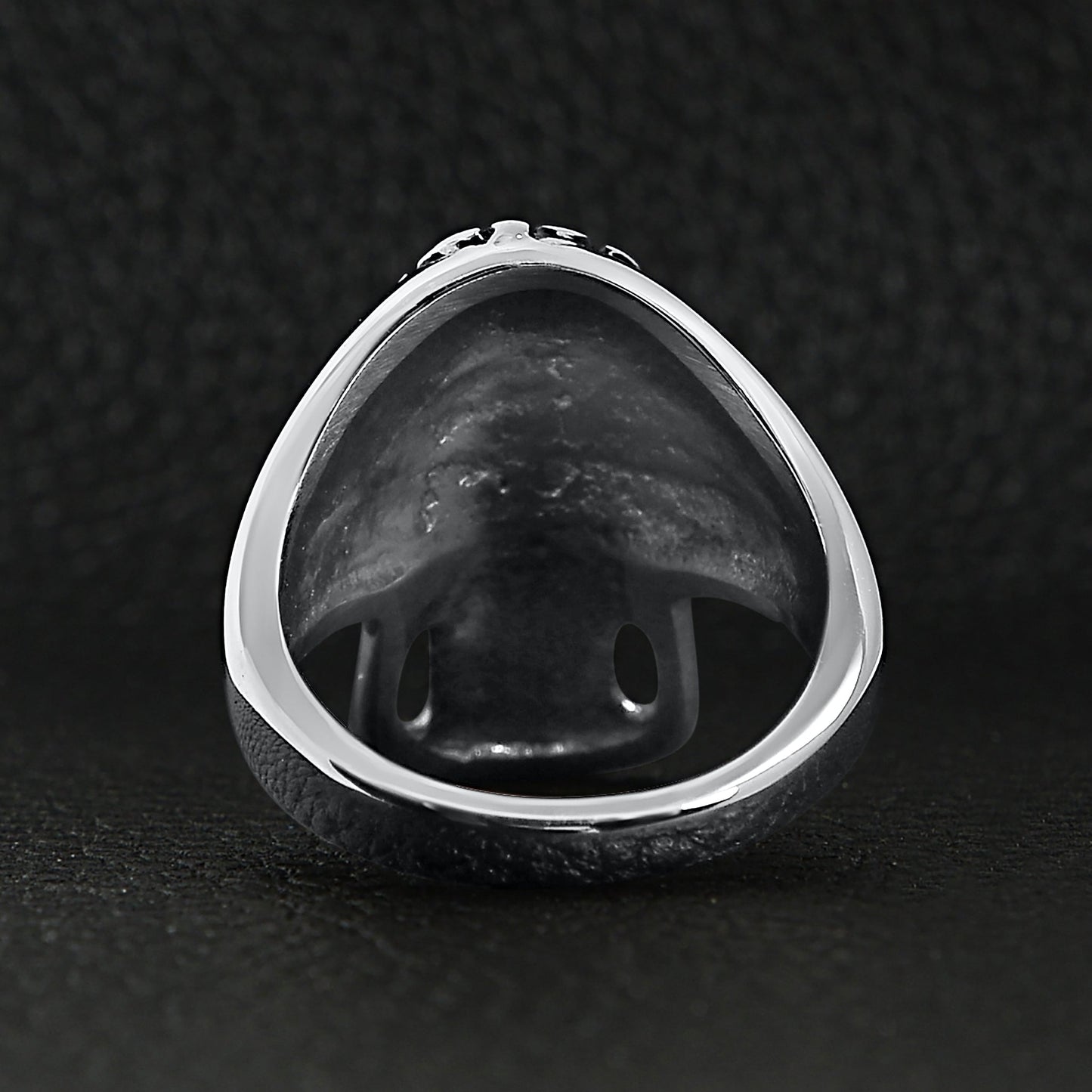 Stainless Steel Polished Flaming Skull Ring