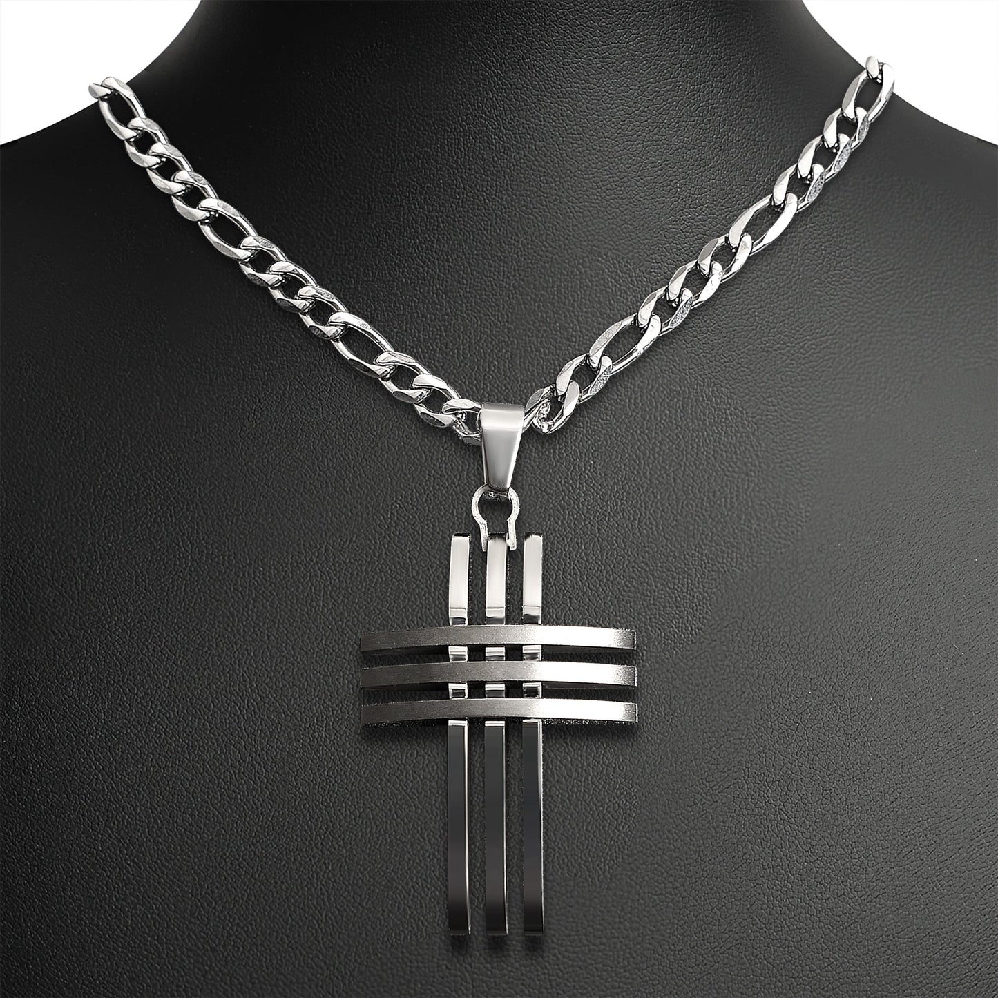 Stainless Steel Triple Cross Trinity Necklace