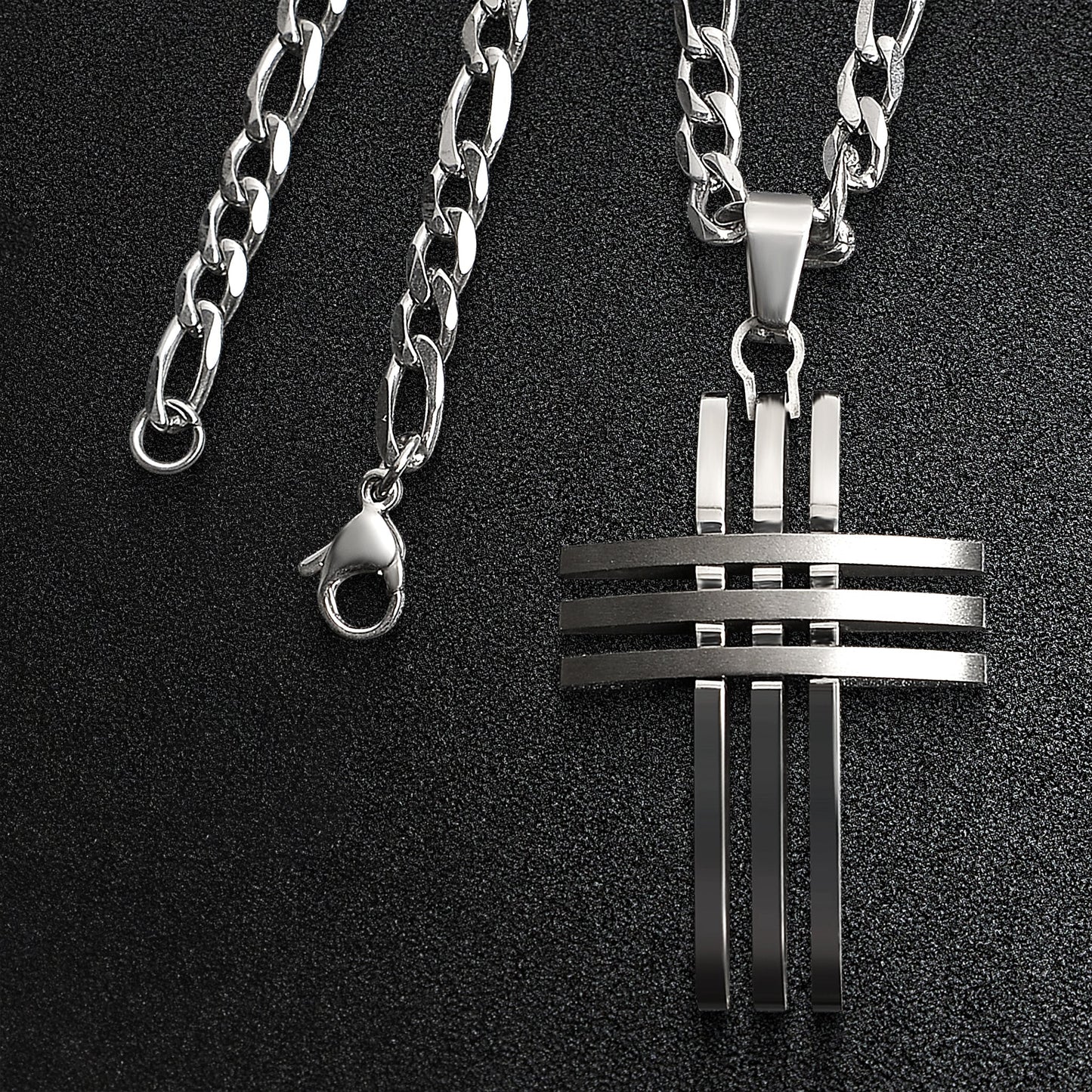 Stainless Steel Triple Cross Trinity Necklace