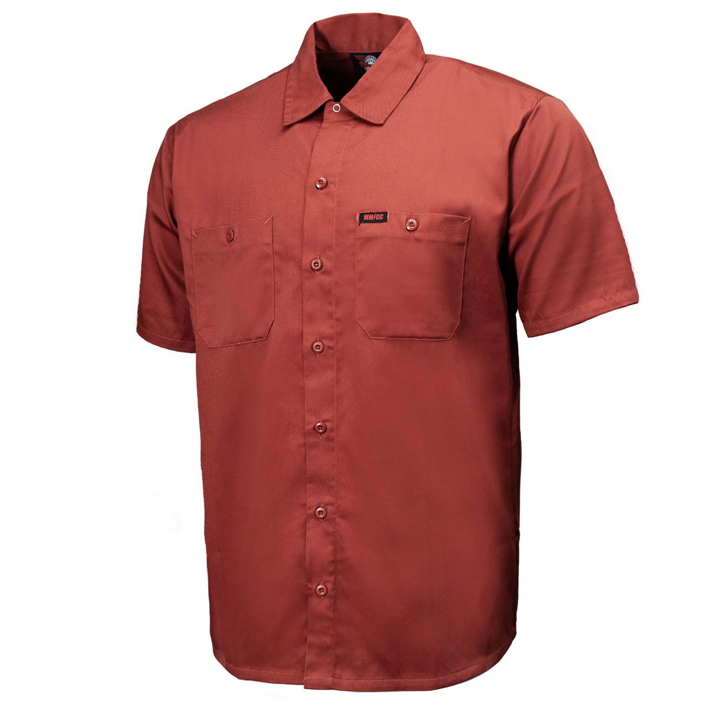 MMCC Men's Orange Super Duty Classic Mechanic Button Up Shirt - 2 Chest Pockets - Microfiber Panel - MDM11627