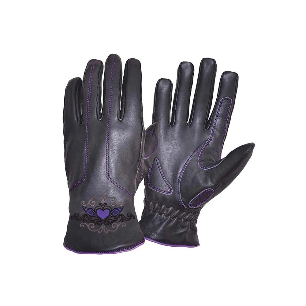 Ladies Full Finger Gloves with Purple Heart Design