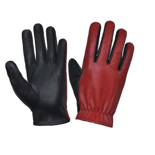 Ladies Black and Red Full Finger Gloves