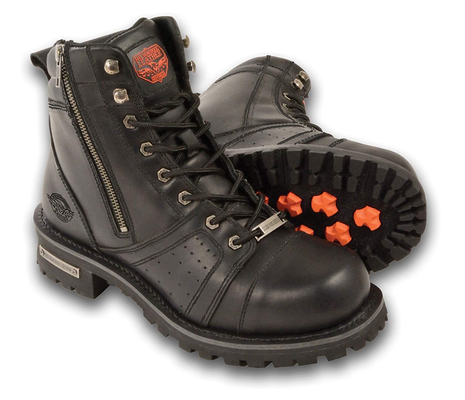 Milwaukee Leather Men's Black Lace-Up Motorcycle Riding Leather