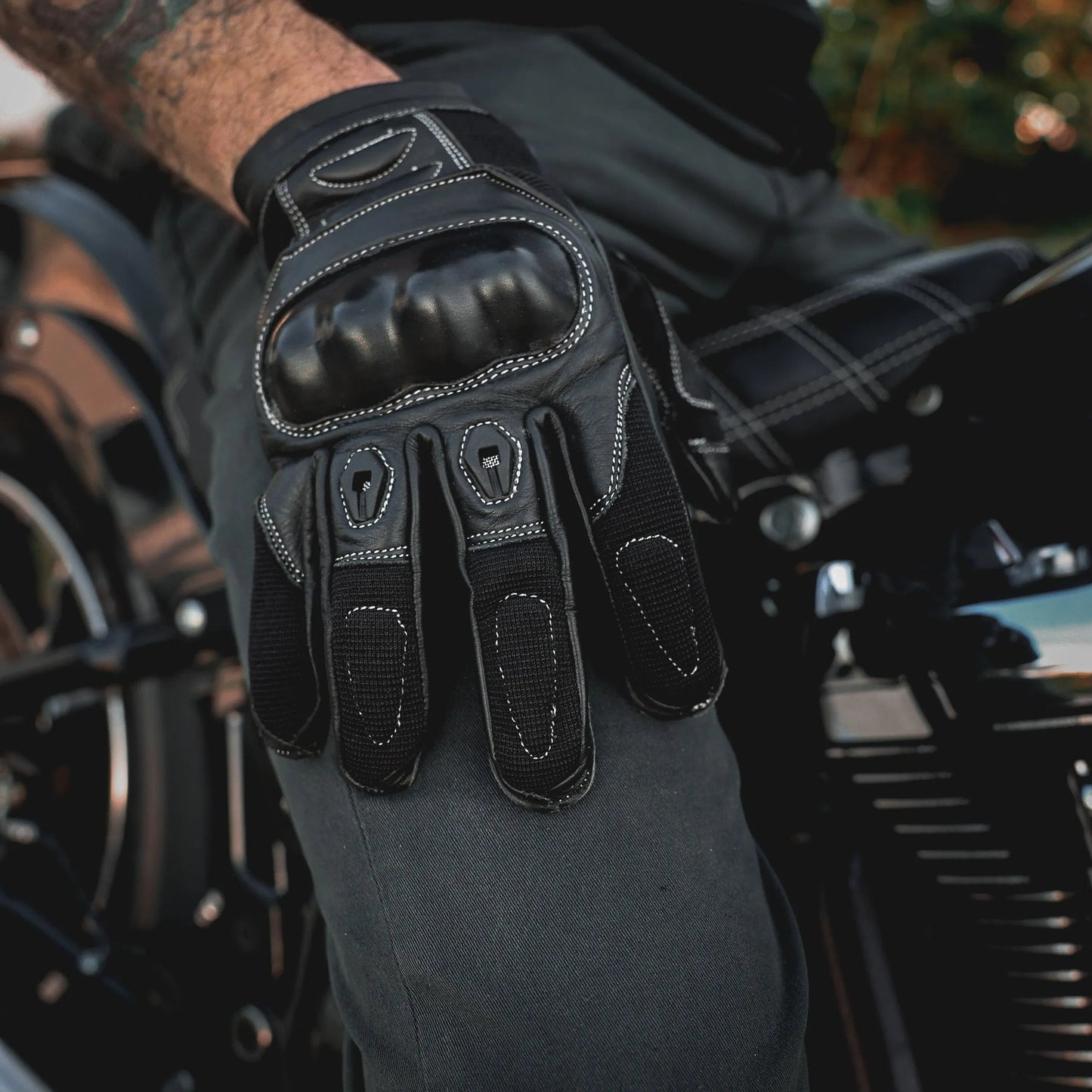 Mens Full Finger Gloves with Knuckle Armor