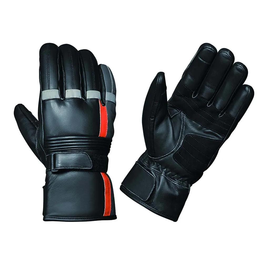 Mens Gauntlet Leather Gloves - Black & Red