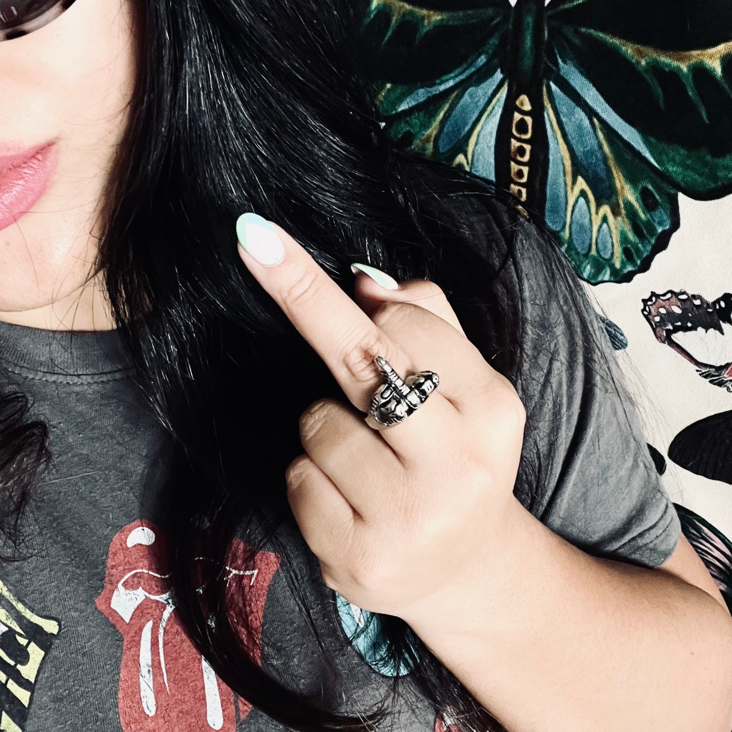 Stainless Steel Polished FTW Middle Finger Unisex Ring