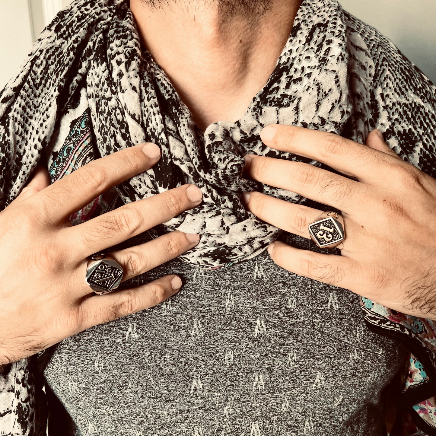 Stainless Steel "1%er" With Skull Accents Signet Ring