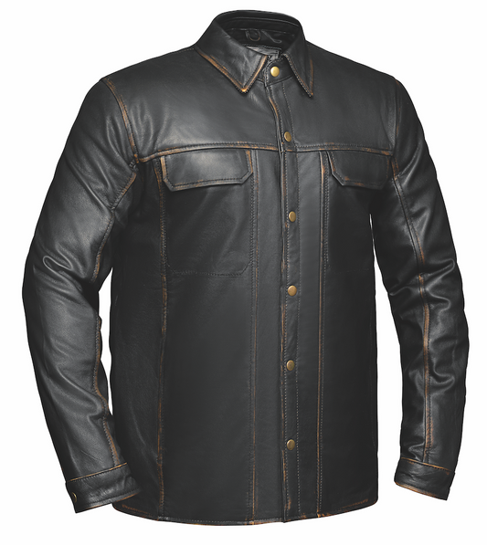 Rusty - Mens Premium Leather Shirt Jacket