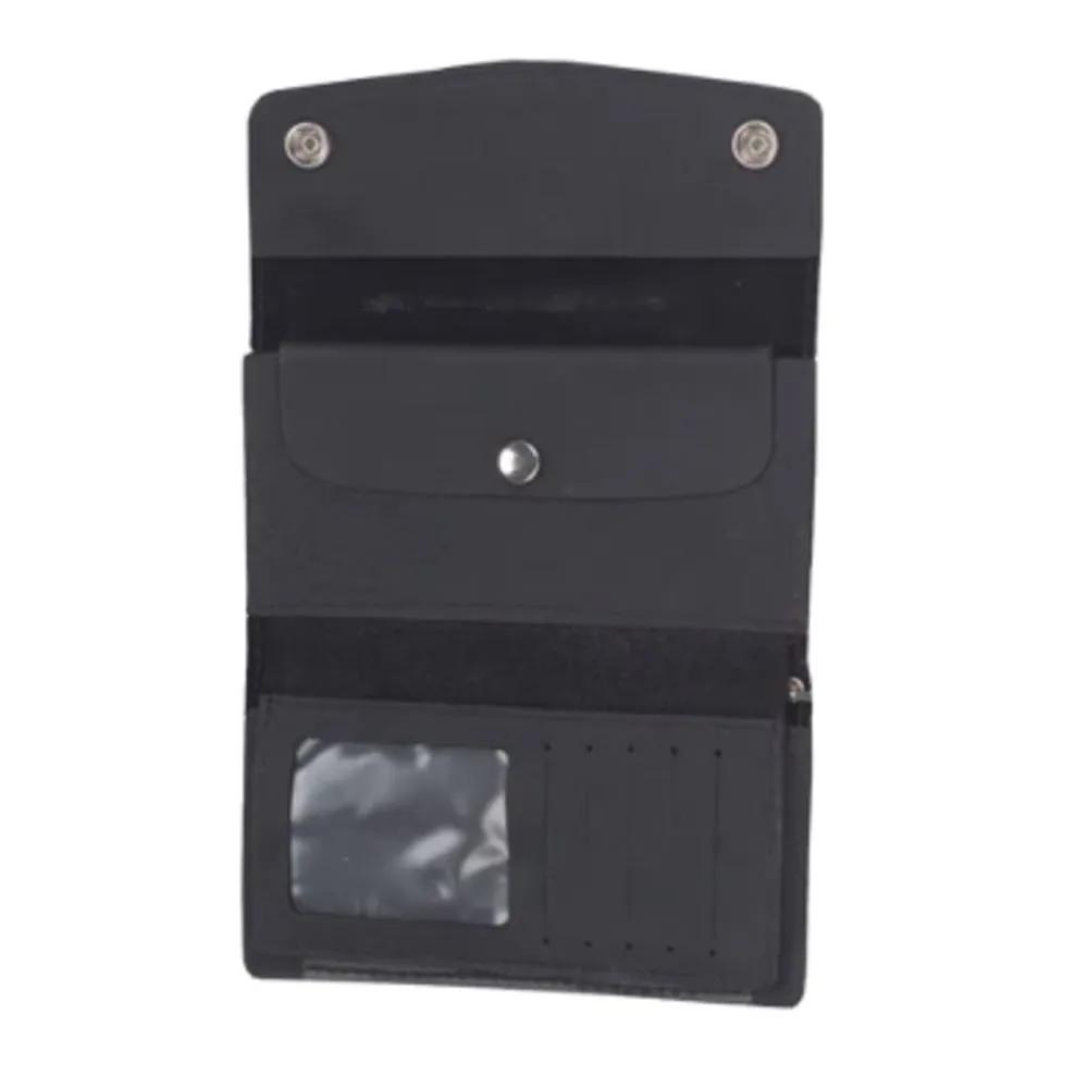 Black Trifold Long Chain Biker Leather Wallet