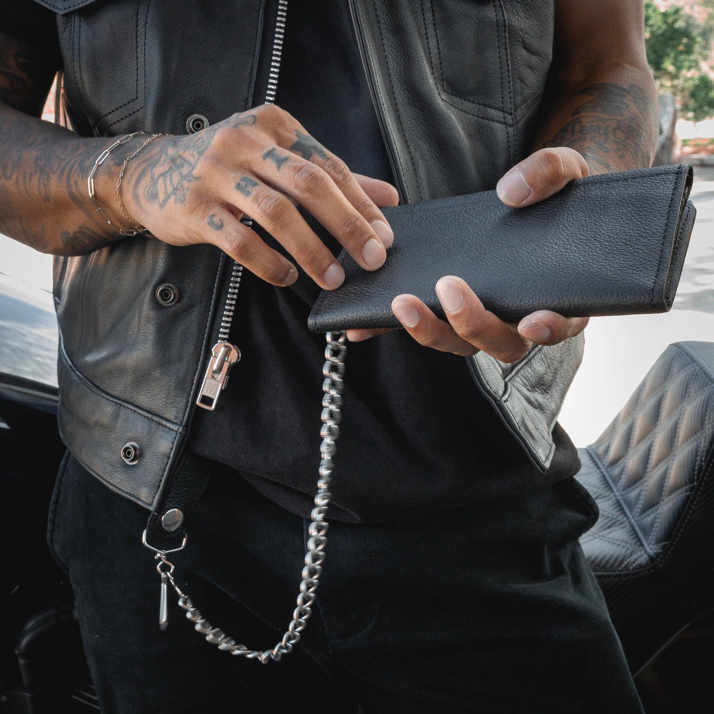 Black Trifold Leather Wallet