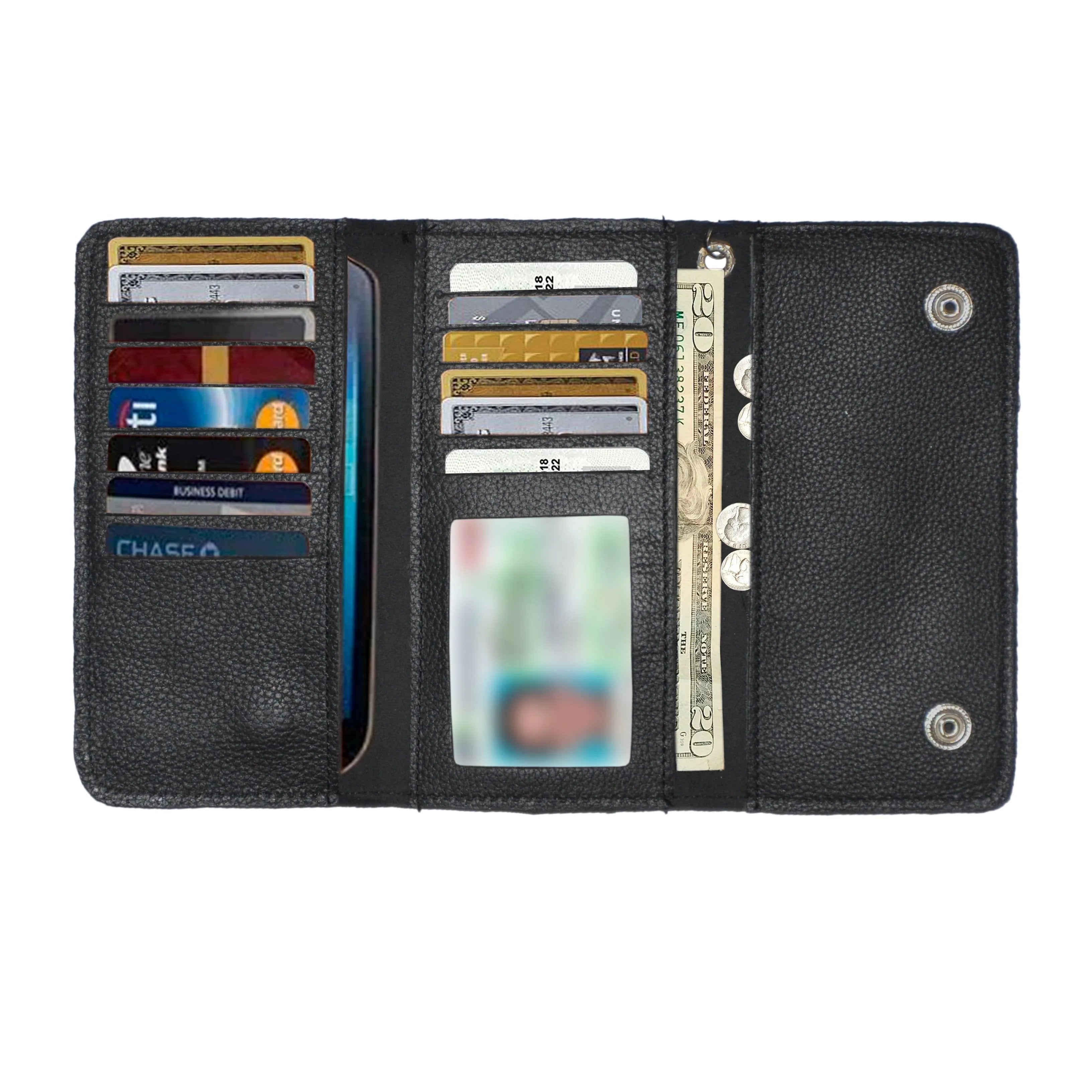 Black Trifold Leather Wallet – Extreme Biker Leather
