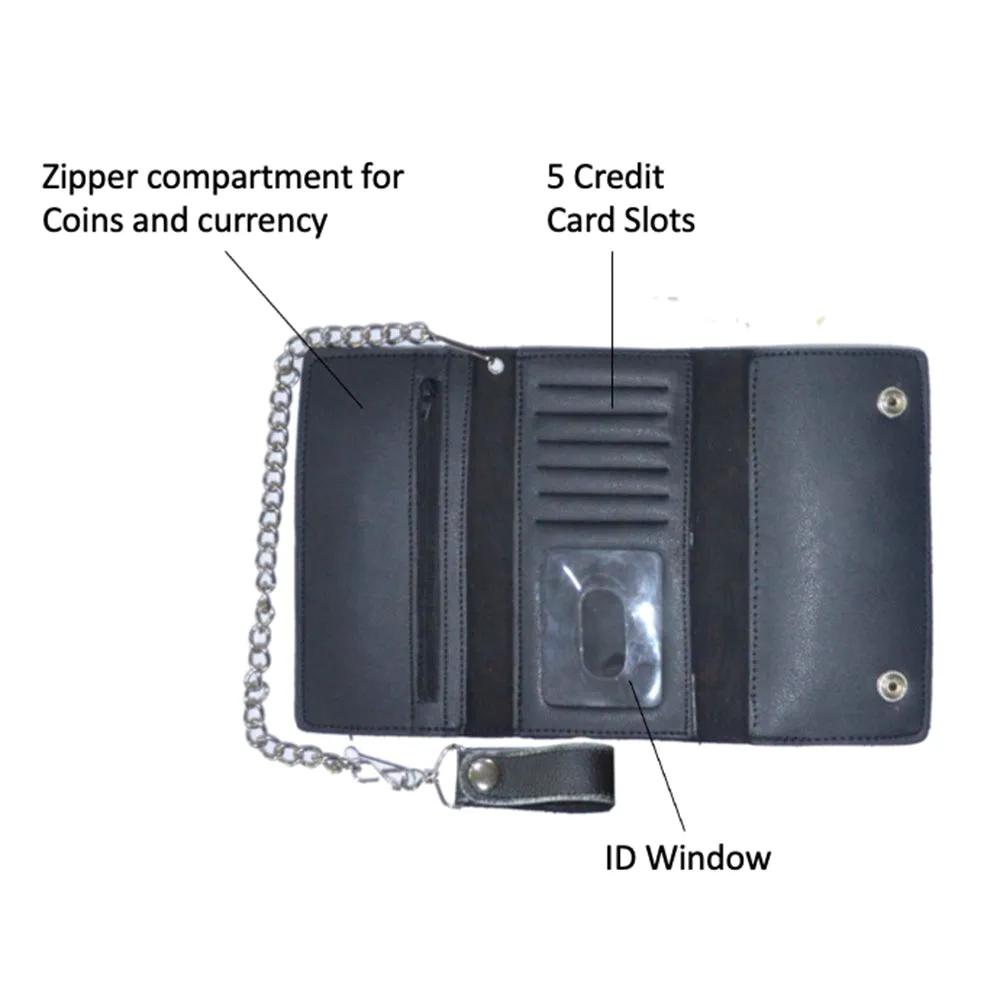 Black Snap Closure Biker Leather Wallet