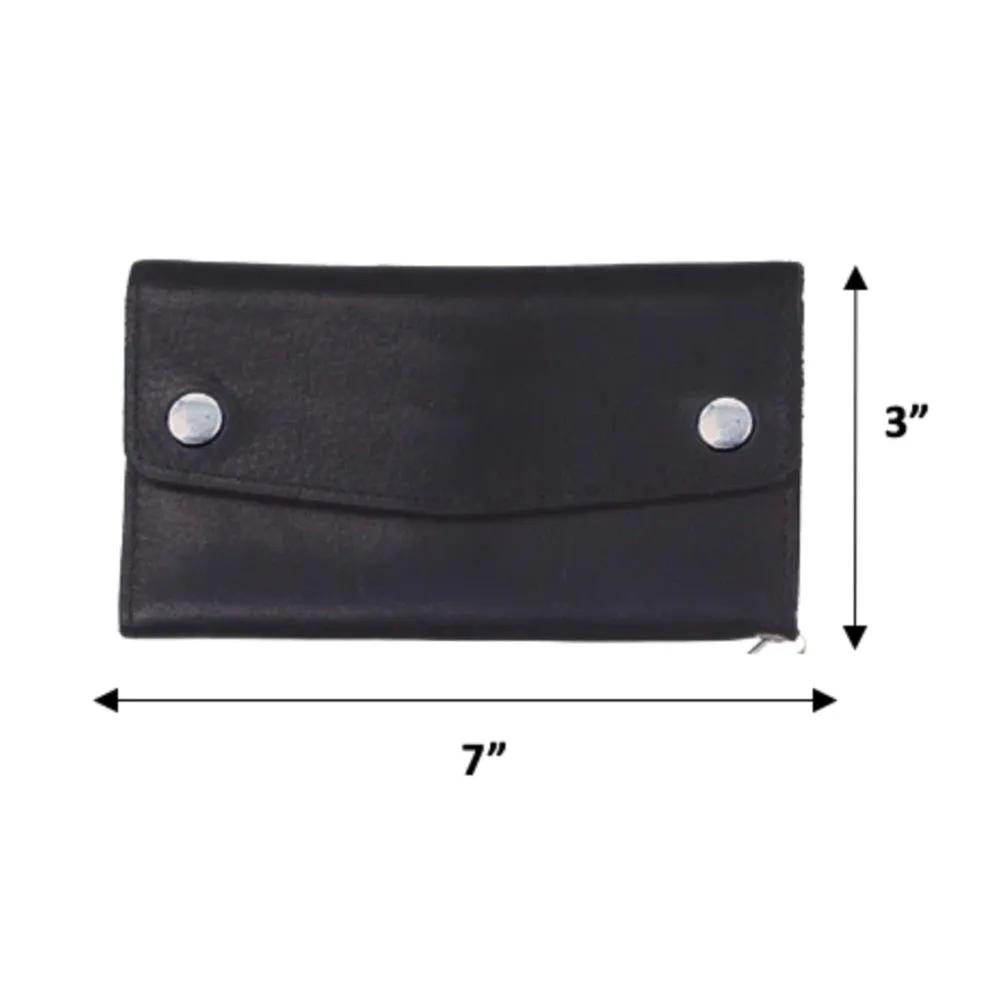 Black Snap Closure Biker Leather Wallet