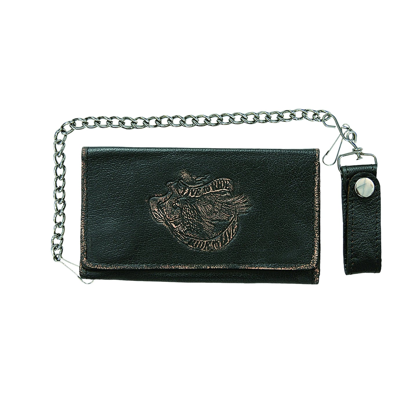 Brown Trifold Long Chain Leather Wallet
