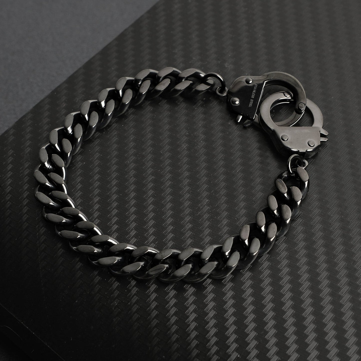 Stainless Steel Or Black Handcuff Bracelet
