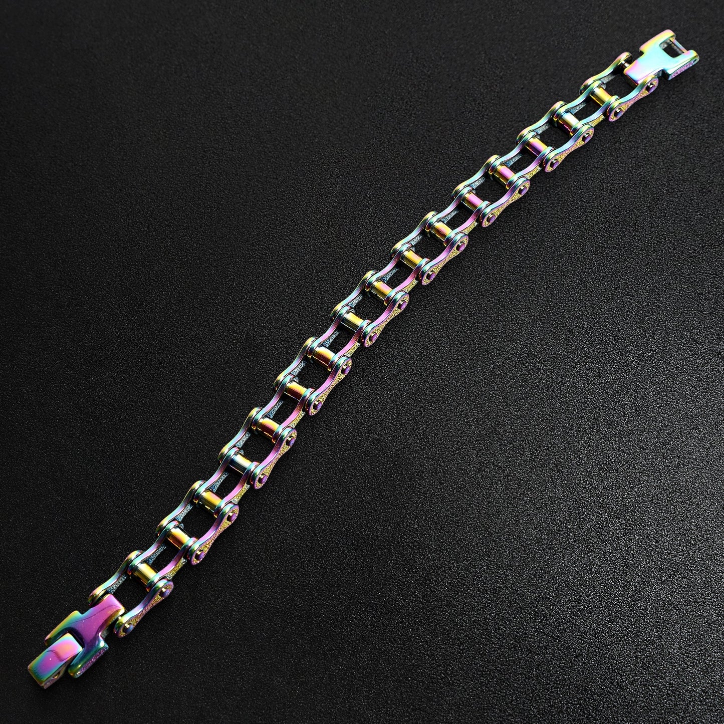Stainless Steel Rainbow Bike Chain Bracelet