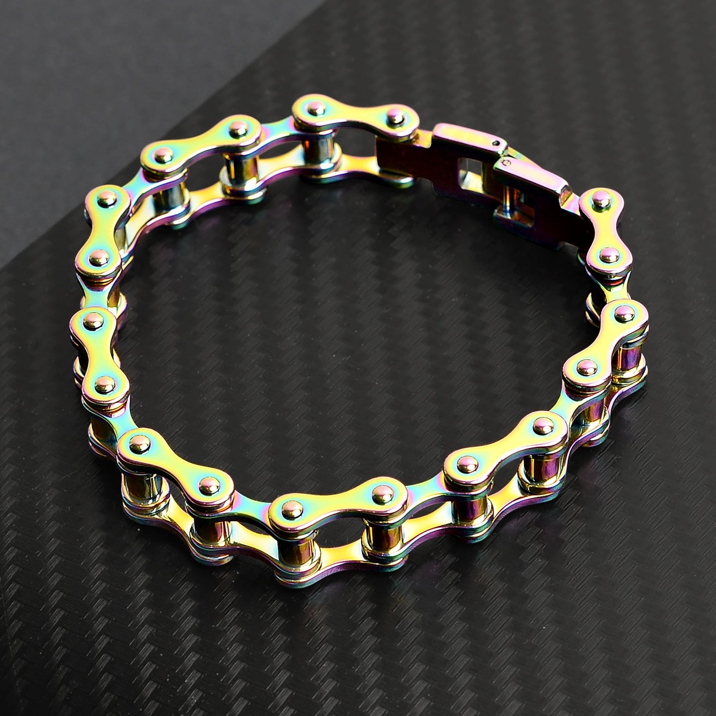 Stainless Steel Rainbow Bike Chain Bracelet