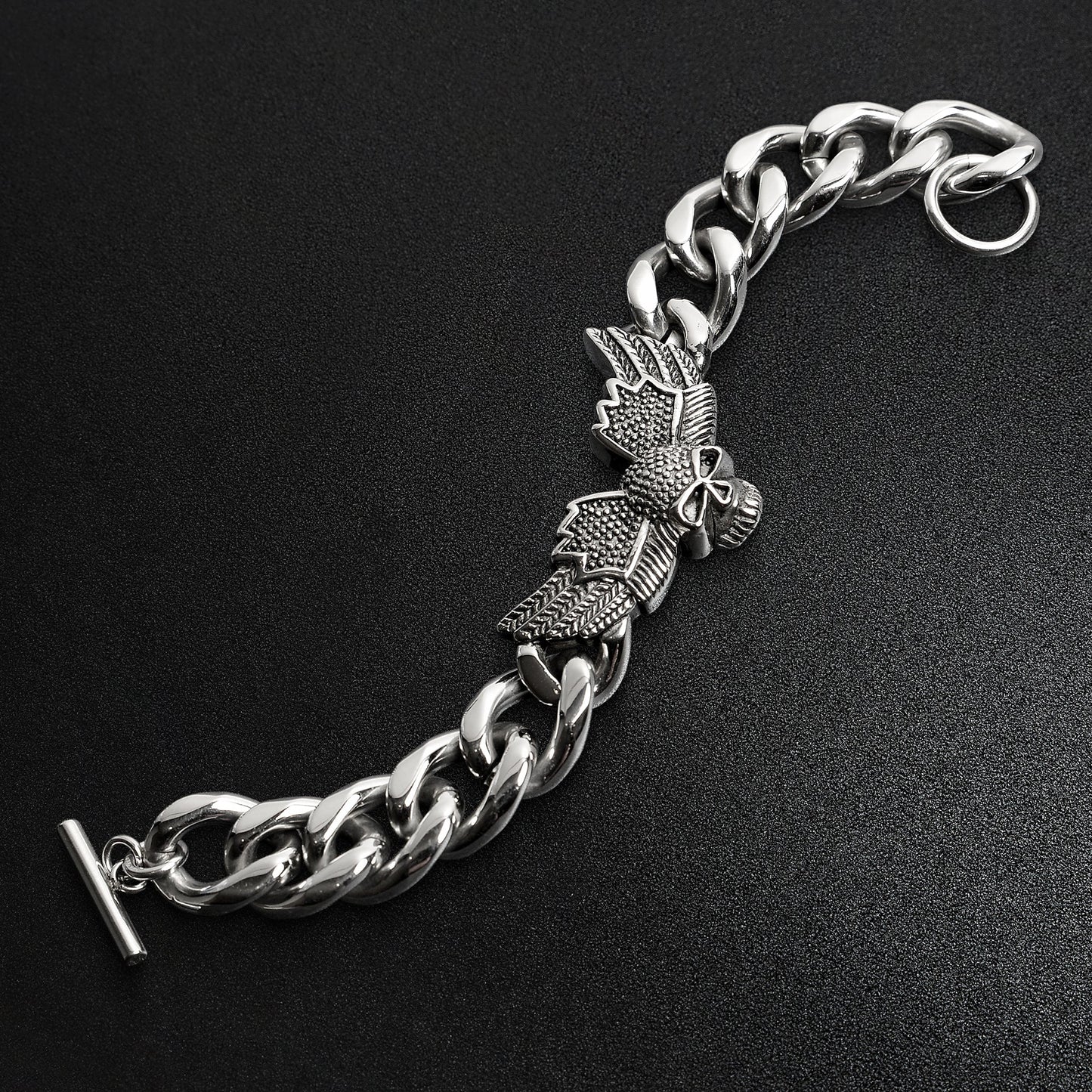 Stainless Steel Skull Wings Bracelet