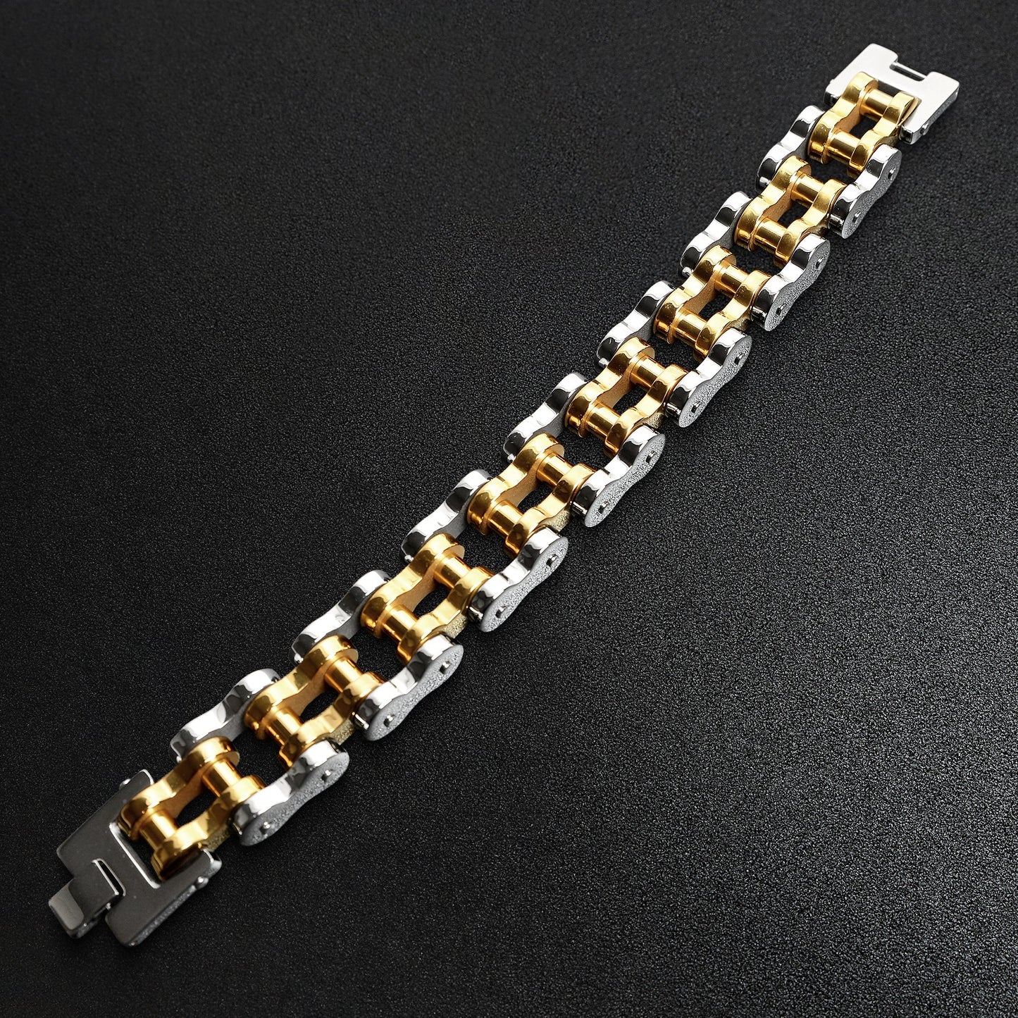 18K Gold PVD Coated Stainless Steel Bike Chain Bracelet