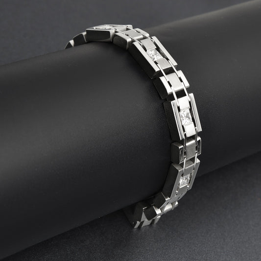 Stainless Steel CZ Accent Bracelet