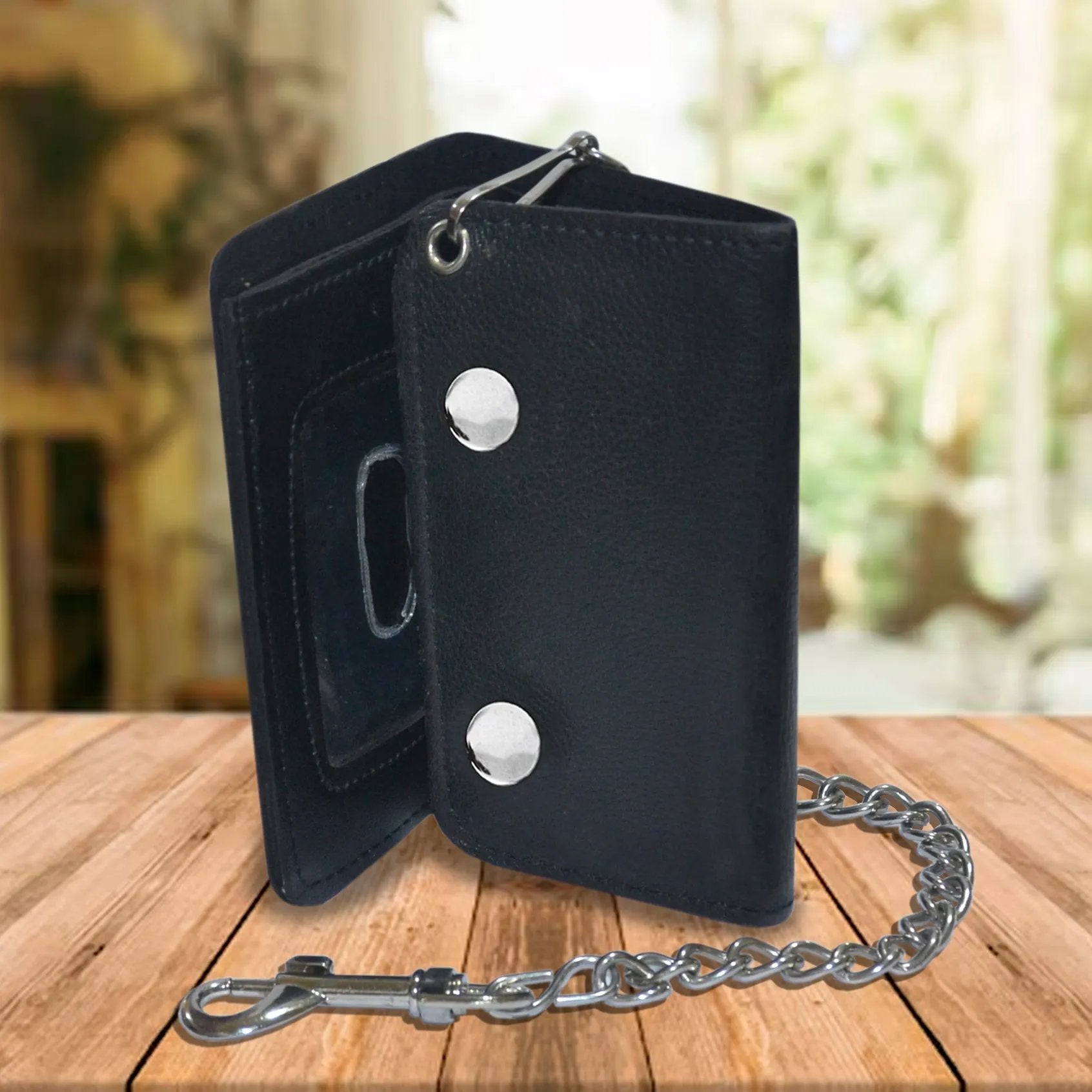 Stylish Black Biker Chain Wallet – Extreme Biker Leather