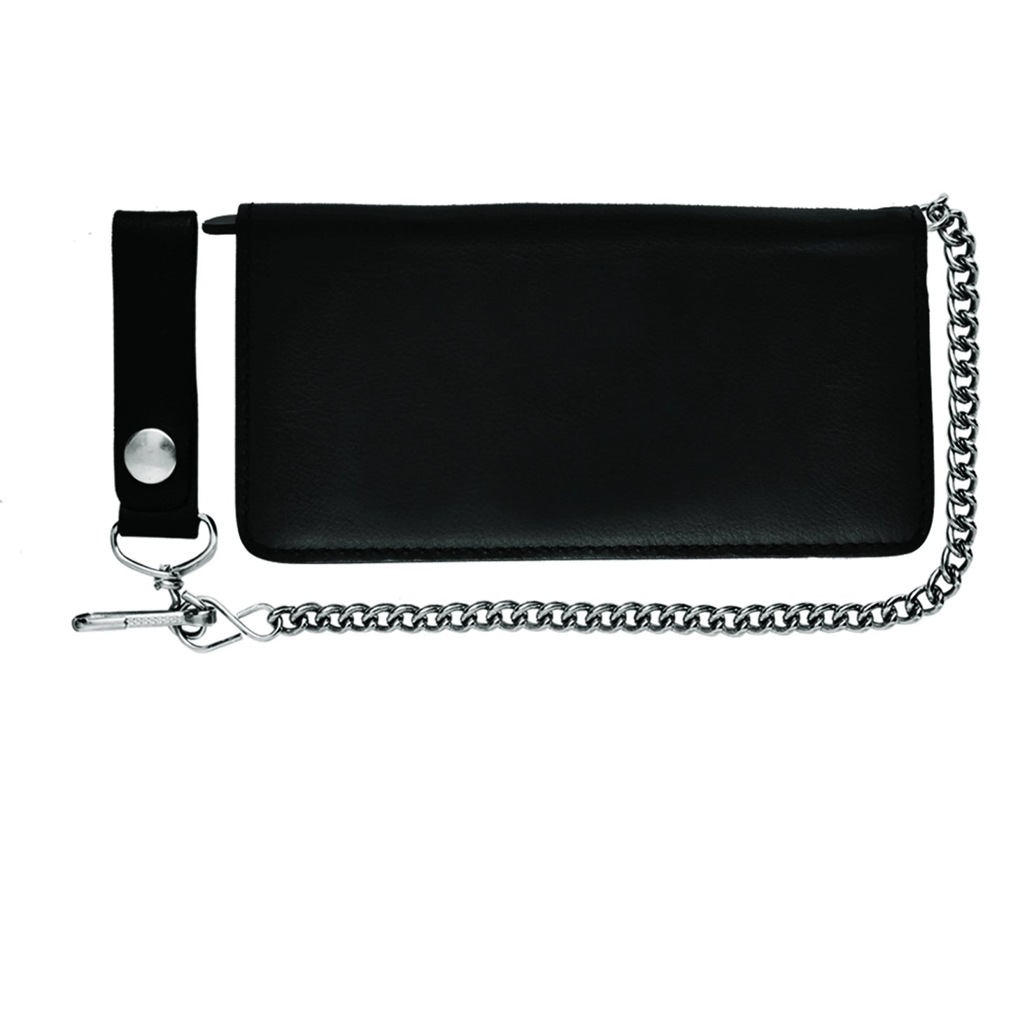 Black Bifold Leather Biker Wallet