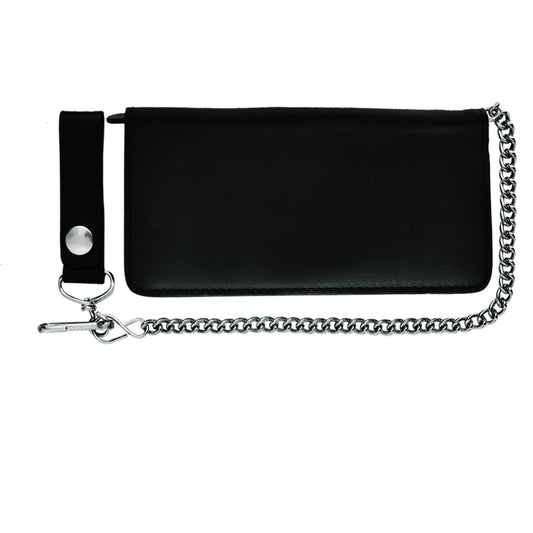 Black Bifold Leather Biker Wallet