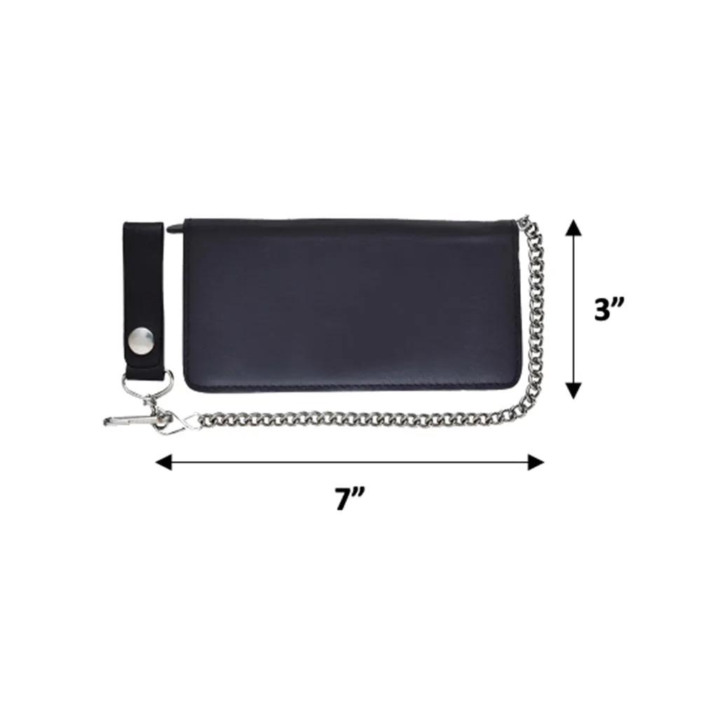 Black Bifold Leather Biker Wallet