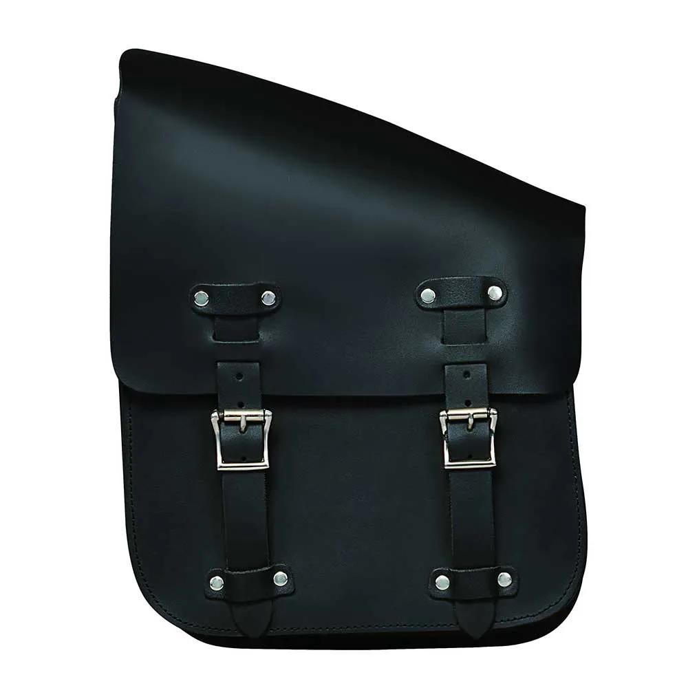 Black - Left Side Leather Swing Arm Bag