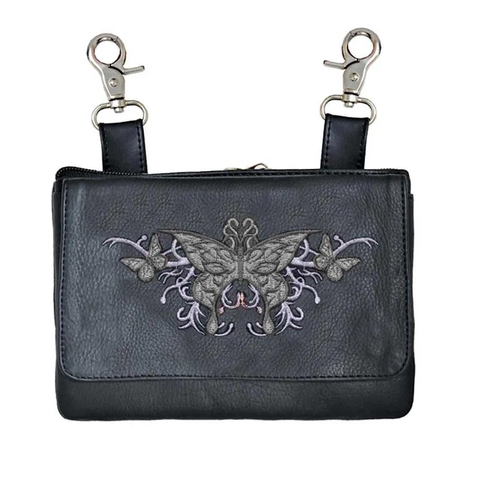 Ladies Clip on Bag with Embroidered Butterfly