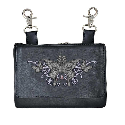 Ladies Clip on Bag with Embroidered Butterfly