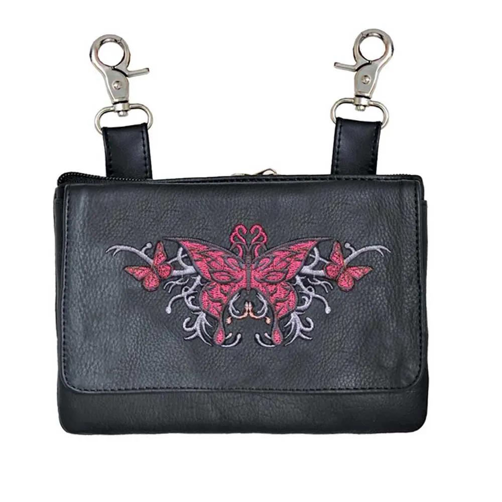 Classic Cowhide Motorcycle Clip-On Bag for Ladies