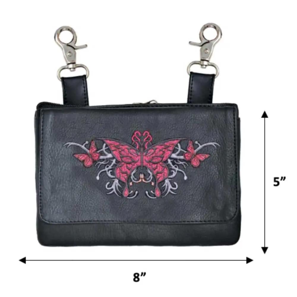 Classic Cowhide Motorcycle Clip-On Bag for Ladies