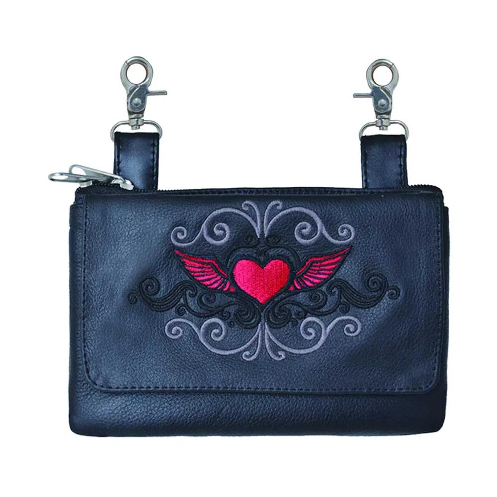 Heart Cowhide Leather Clip-On Bag