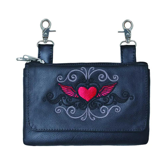 Heart Cowhide Leather Clip-On Bag