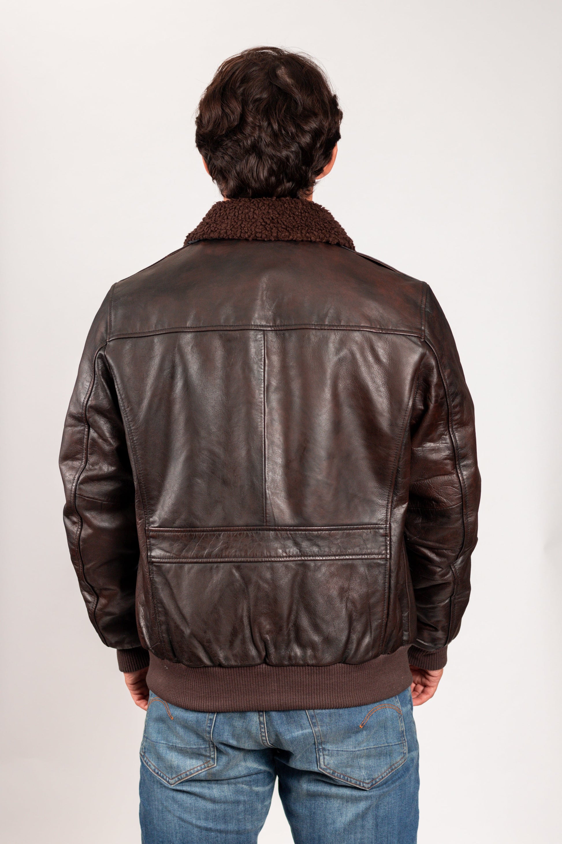 Men's Bomber Leather Jacket Brown (POS) Men's Bomber Jacket Whet Blu NYC   
