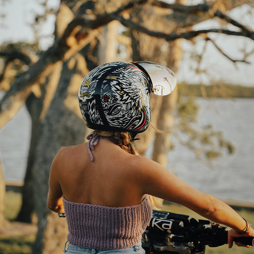 dot certified motorcycle helmet for women Daytona Cruiser Tribal Motorcycle Helmet, M