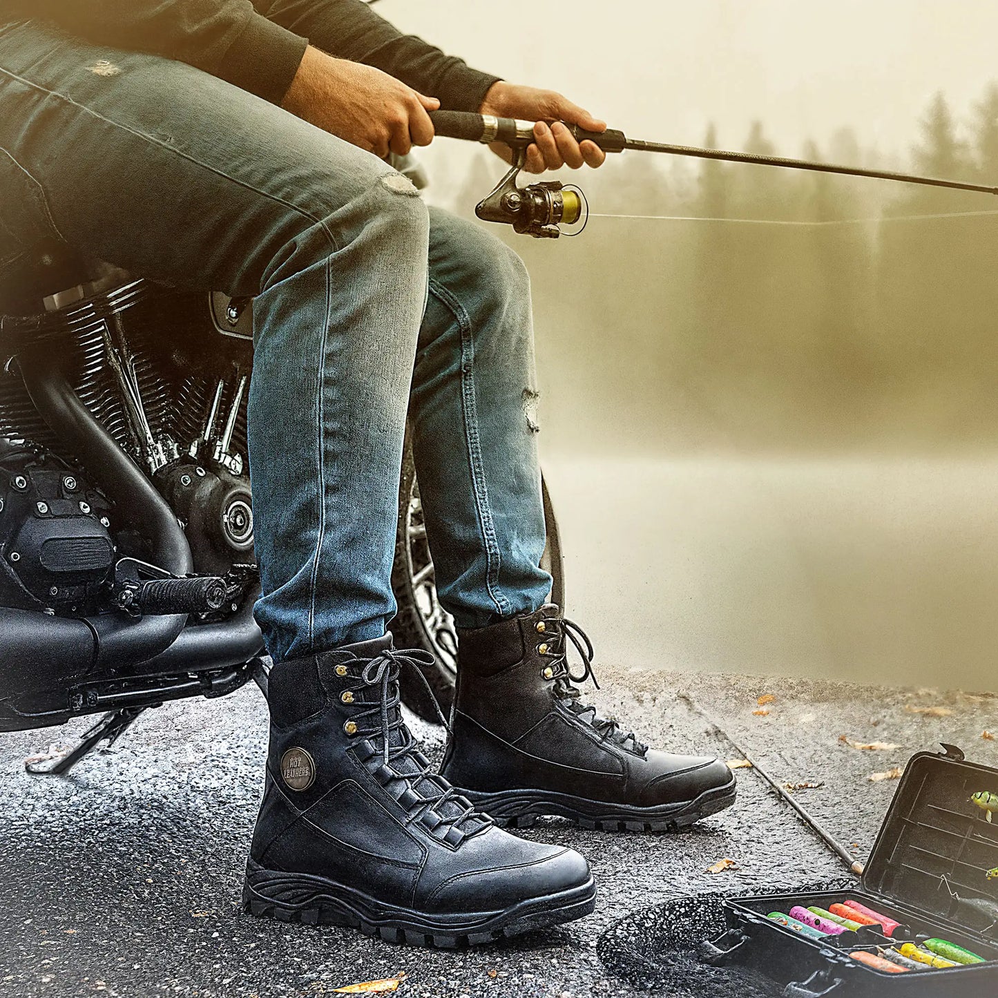Hot Leathers Men's Black Leather Swat Style Lace Up Boots  BTM1010