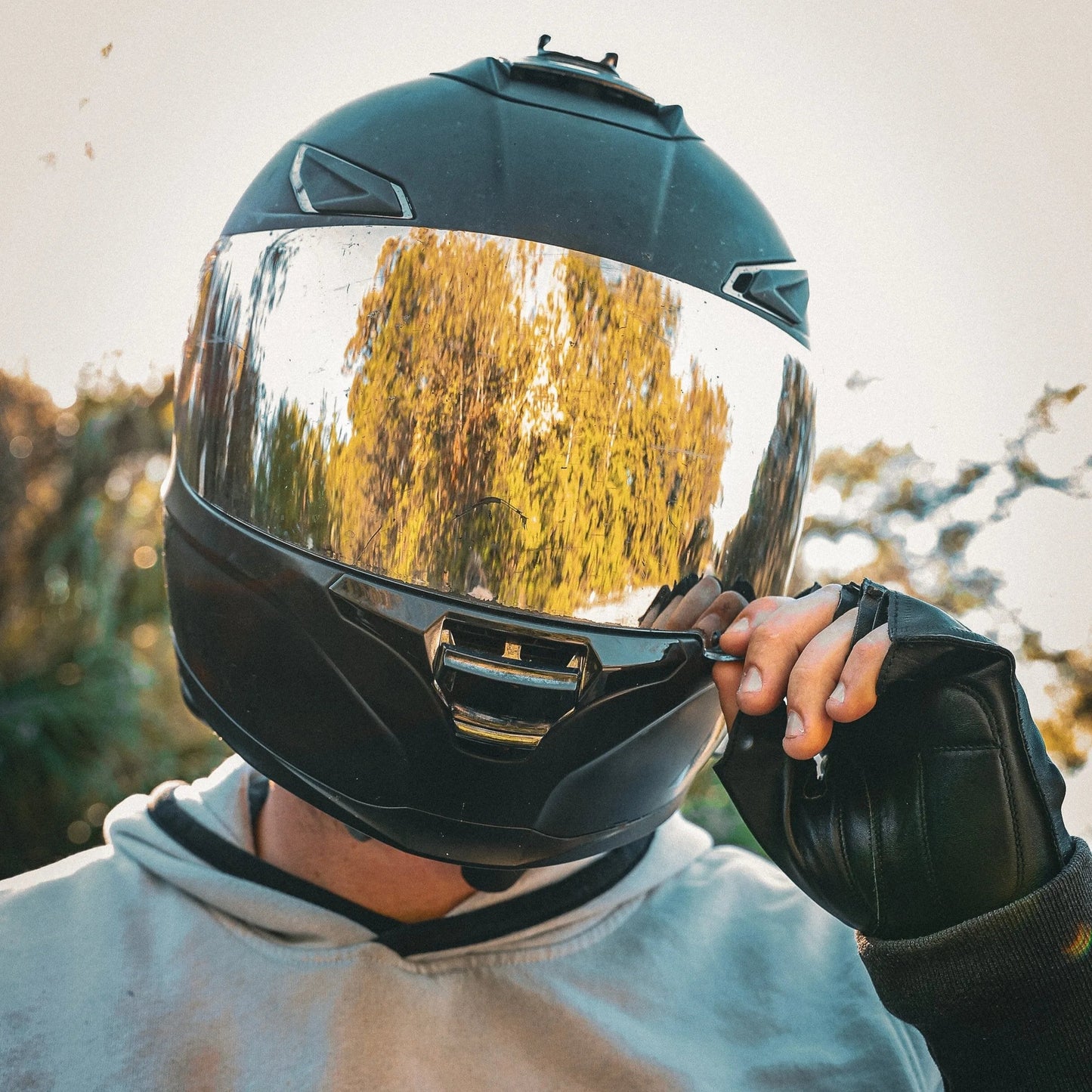 Mens Fingerless Leather Gloves