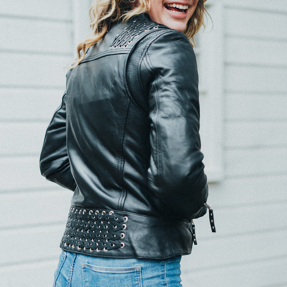 Black Widow - Women's Motorcycle Leather Jacket Women's Leather Jacket First Manufacturing Company   