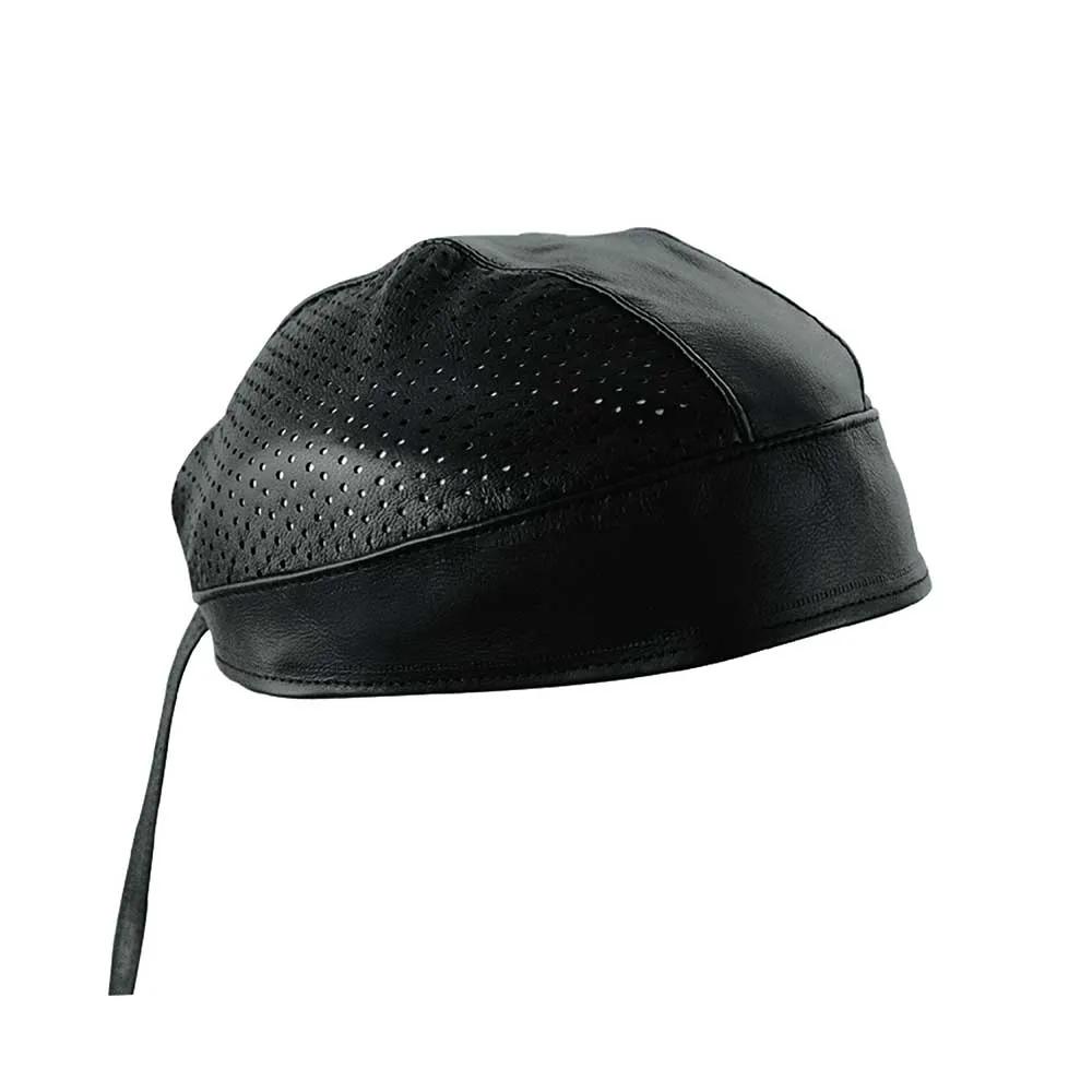 Black Mens Premium Leather Headwrap