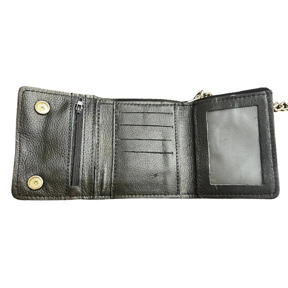 Small Black Trifold Biker Chain Wallet