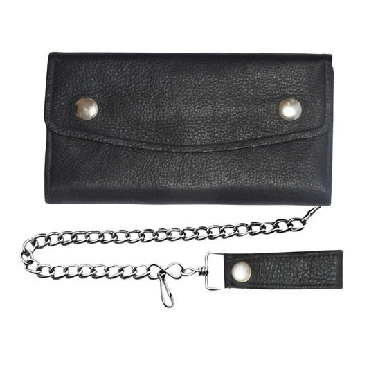 Black Snap Closure Biker Leather Wallet