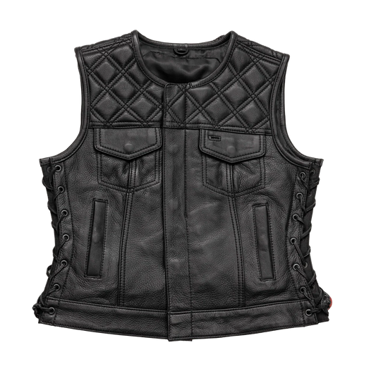 Bonnie - Women's Motorcycle Leather Vest - Diamond Quilt