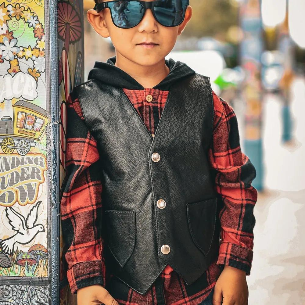 Boys Premium Leather Vest – Classic Style