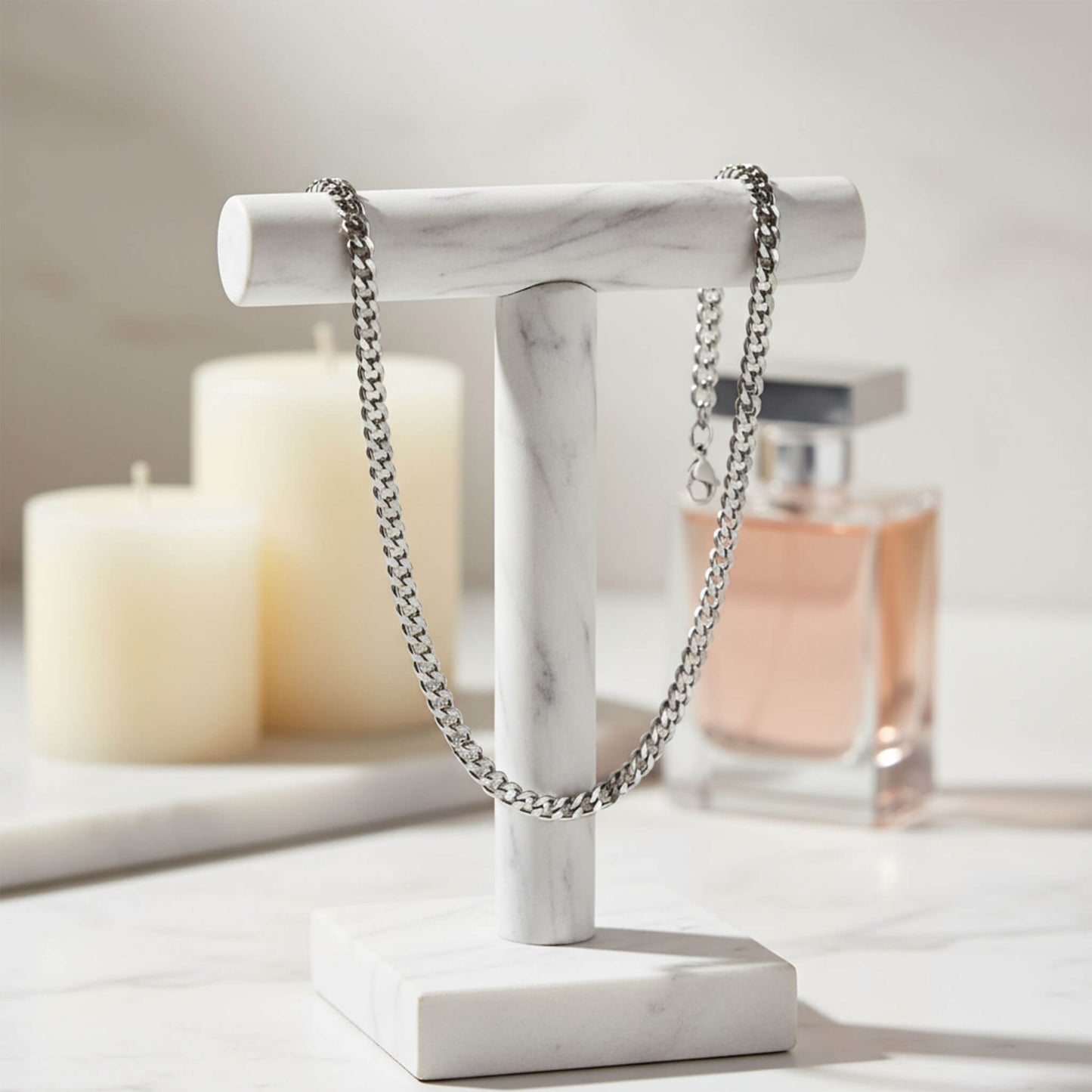 Stainless Steel Diamond Cut Curb Chain Necklace