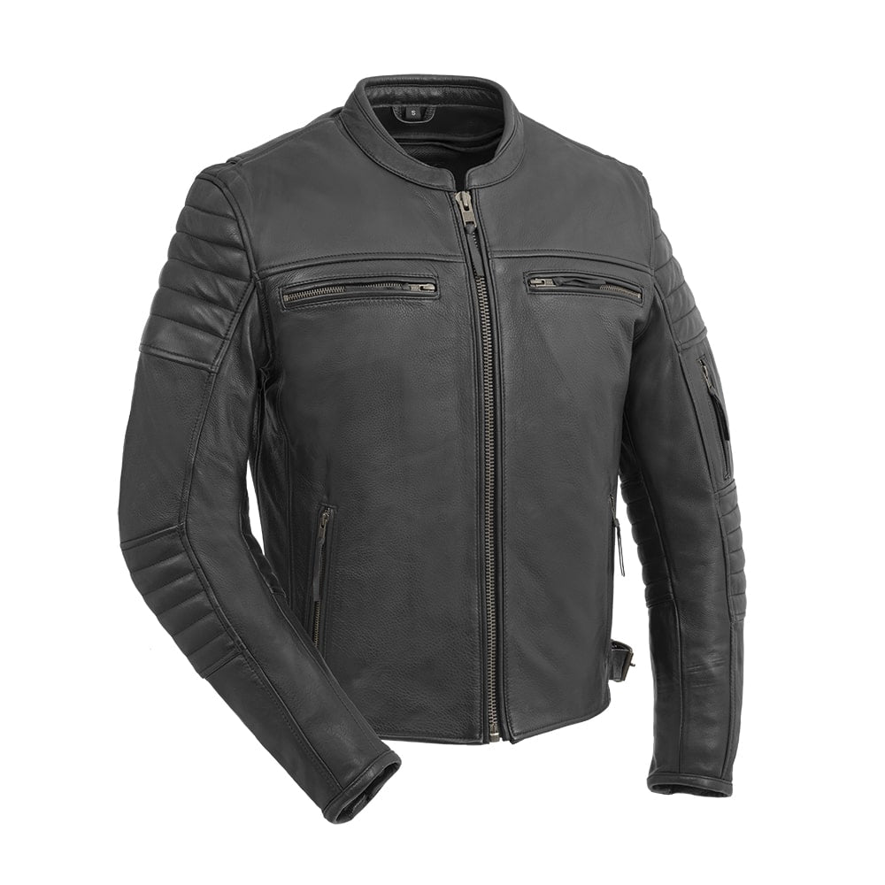 Commuter Men's Motorcycle Leather Jacket - Black Men's Leather Jacket First Manufacturing Company S  